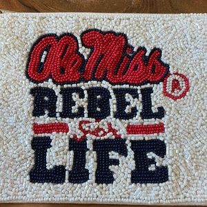 🎉❤️ Ole Miss Beaded Wristlet Zip Closure Case Pouch